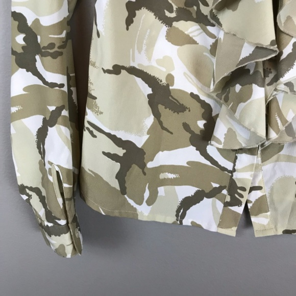 Michael Kors Camouflage Ruffle Front Blouse - Picture 5 of 6